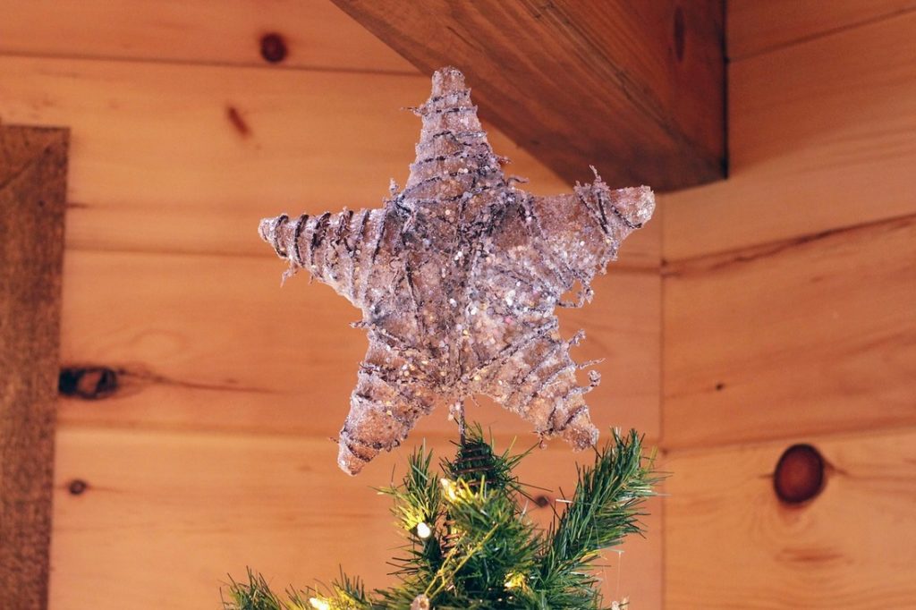 Puntale per albero di Natale con stelle glitterate per albero di Natale LOCOLO decorazione per albero di Natale 