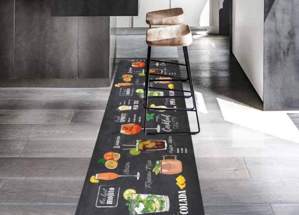 Ommda Tappeti Cucina Lavabile Antiscivolo Moderno in Bianco e Nero Stampa Tappeto da Cucina Gommato 6mm 40x60cm 