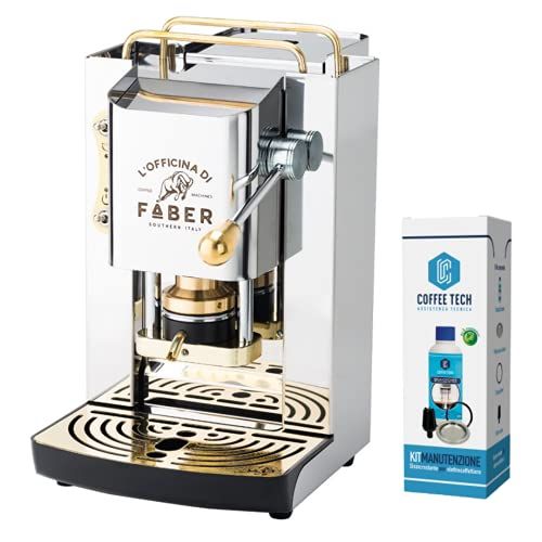 Macchina da Caffe a Cialda Faber Pro Series Deluxe Bianca e Ottone + 50  Cialde