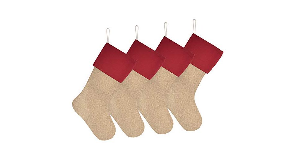 Iconikal Mini Calze Natalizie Rosse – Confezione Da 24, 12,7x15,9 Cm Con Nastro Dorato, Per Decorazioni Albero, Ghirlande E Bottiglie