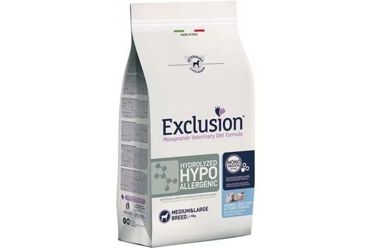 Exclusion Hydrolyzed Hypoallergenic Adult Medium/Large Cane (Pesce e Mais) - secco 12kg