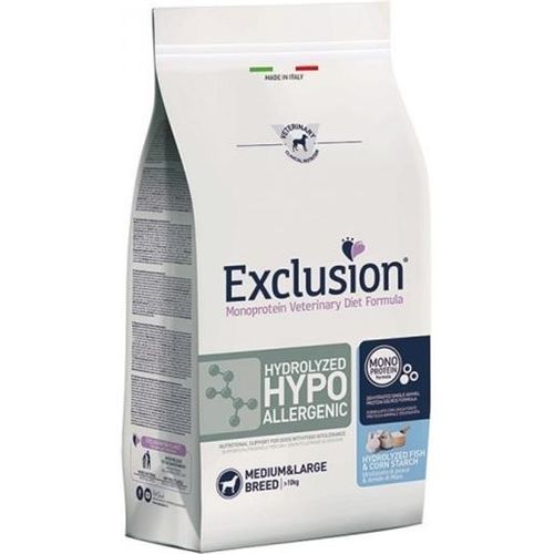 Exclusion Hydrolyzed Hypoallergenic Adult Medium/Large Cane (Pesce e Mais) - secco 12kg