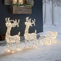 Lights4fun Duo di Renne Luminose con Slitta