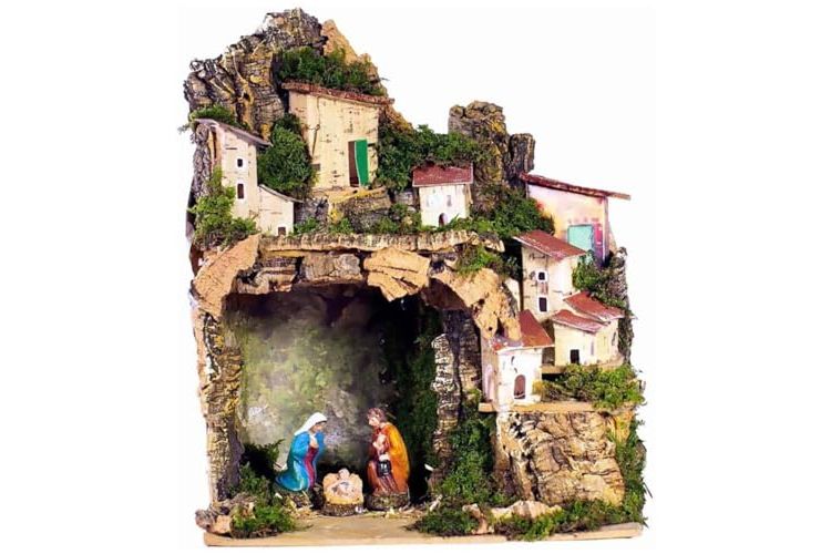 Rossi Rosa Presepe con Natività