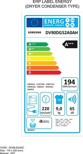 Samsung Asciugatrice pompa di calore 9 kg DV90DG52A0AHET