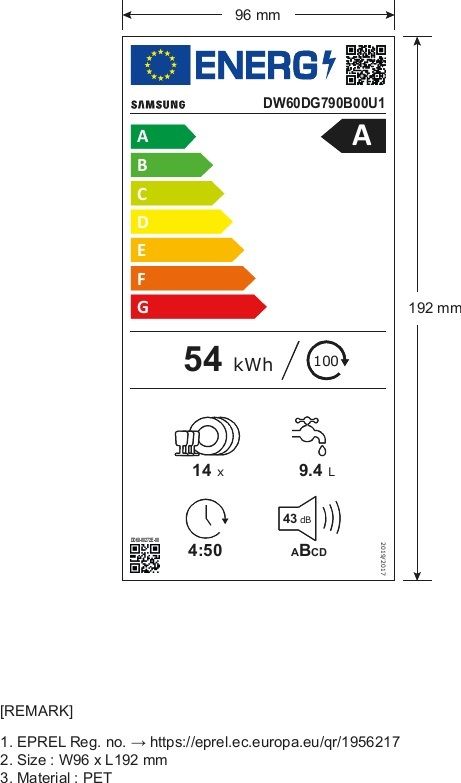 Samsung Serie 6 JetClean DW60DG790B00
